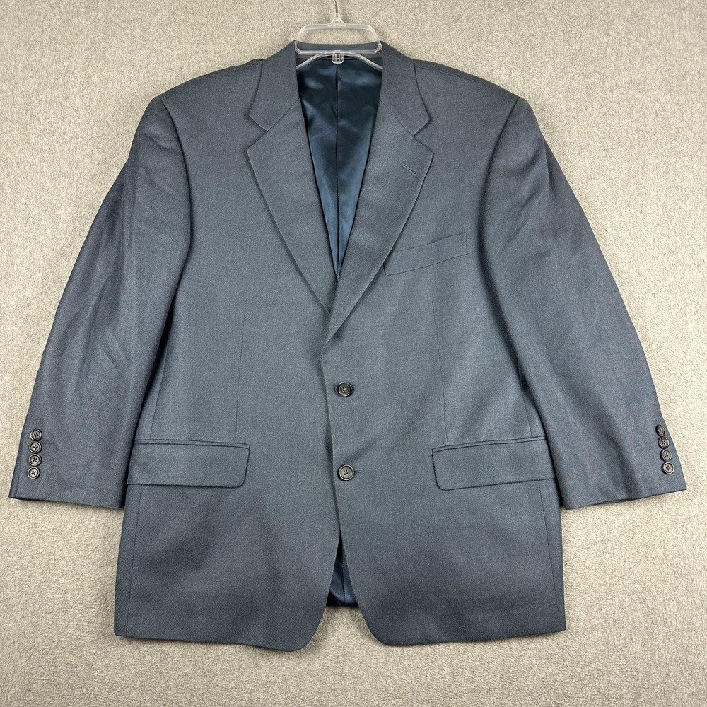Vintage Burberry London Suit Jacket Mens 42S Light Blue Silk Wool 2 Button USA